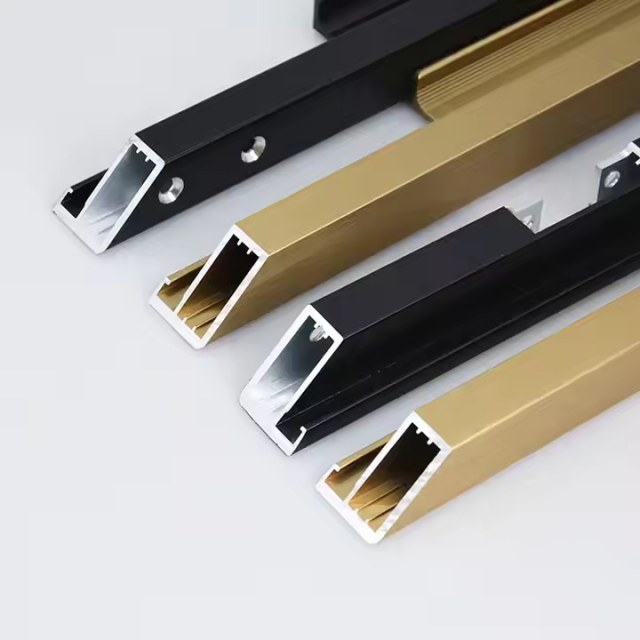 Italy Minimalist Stylish Black Gold Wardrobe Closet Glass Door Frame Aluminum Profiles Door Frame 