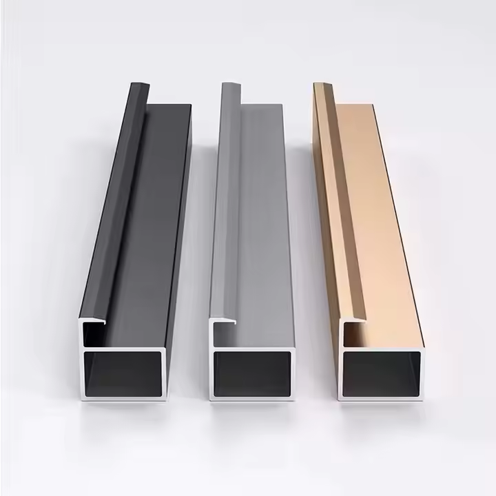 Minimalism Furniture Frosted Glass Door Frame Aluminum Profiles F Handle Sections for Wardrobe Cabinets